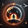 man standing infront of moon and planets for solar war 1 icon